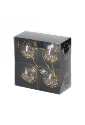 Jens Living Glitter Kerstballen Goud set van 4stuks 5x5x5cm 1stuks