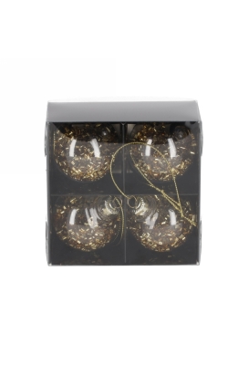Jens Living Glitter Kerstballen Goud set van 4stuks 5x5x5cm 1stuks