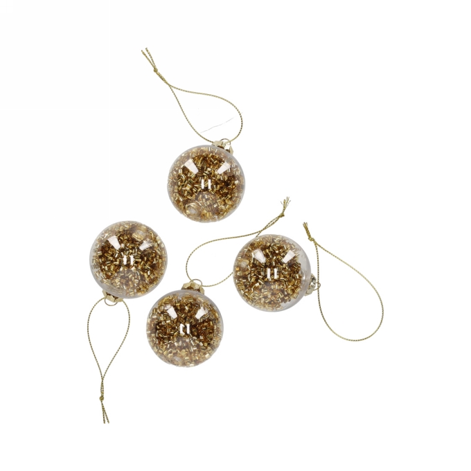 Jens Living Glitter Kerstballen Goud set van 4stuks 5x5x5cm 1stuks