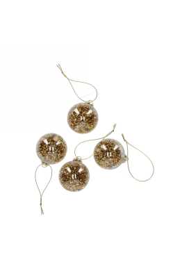 Jens Living Glitter Kerstballen Goud set van 4stuks 5x5x5cm 1stuks