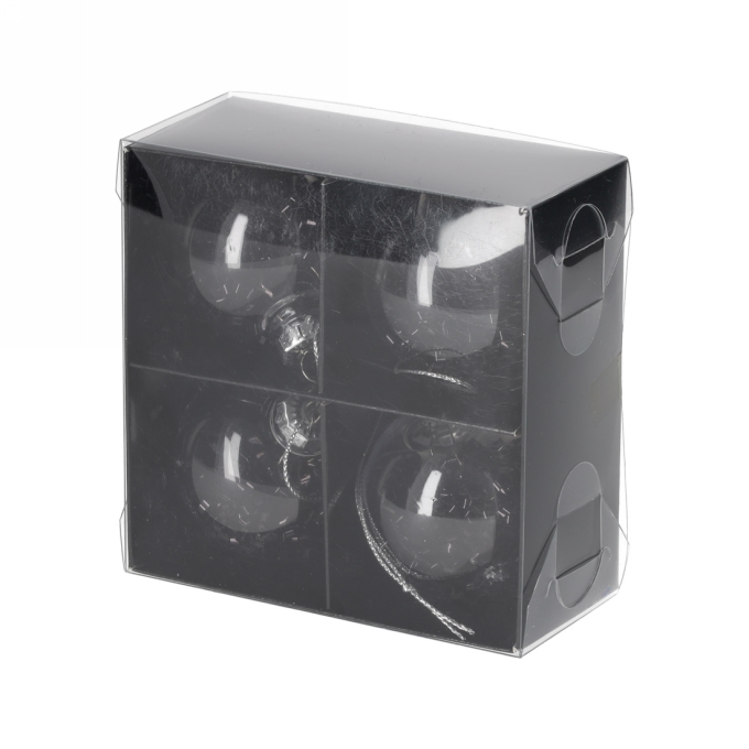 Jens Living Glitter Kerstballen Zwart set van 4stuks 5x5x5cm 1stuks