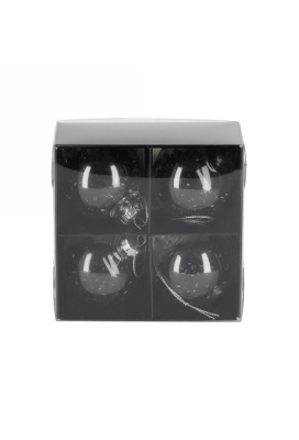 Jens Living Glitter Kerstballen Zwart set van 4stuks 5x5x5cm 1stuks