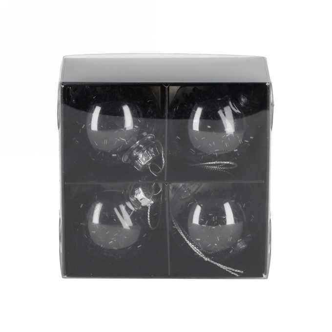Jens Living Glitter Kerstballen Zwart set van 4stuks 5x5x5cm 1stuks