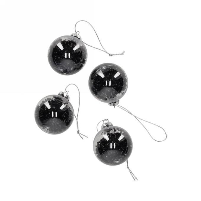 Jens Living Glitter Kerstballen Zwart set van 4stuks 5x5x5cm 1stuks