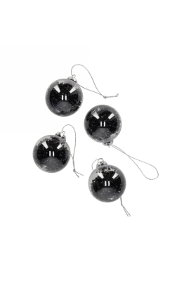 Jens Living Glitter Kerstballen Zwart set van 4stuks 5x5x5cm 1stuks