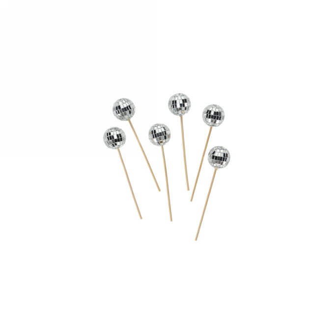 Jens Living Cocktailprikkers Discoballen set van 6stuks 3x3x13cm 1st