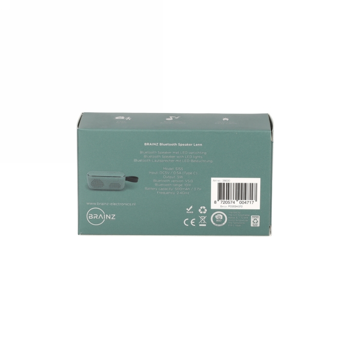 Brainz Speaker Lenn Groen 11.4x5.6x3.8cm 1stuks Brainz Speaker Lenn Groen 11.4x5.6x3.8cm 1stuks