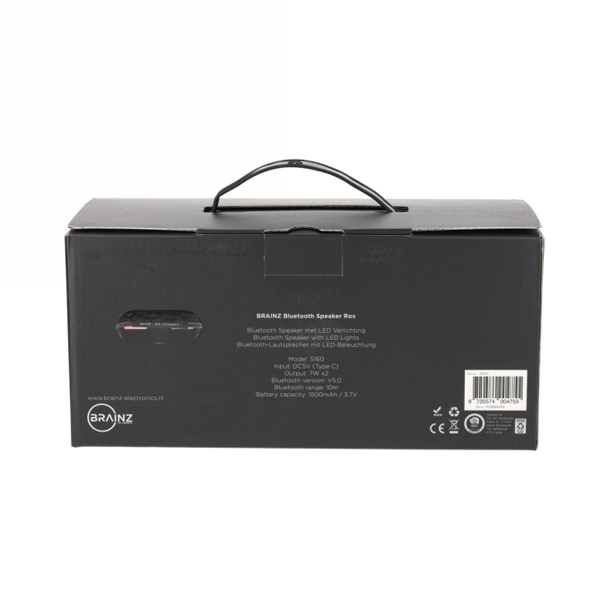 Brainz Speaker Rox Zwart 23x10.5x10.5cm 1stuks Brainz Speaker Rox Zwart 23x10.5x10.5cm 1stuks