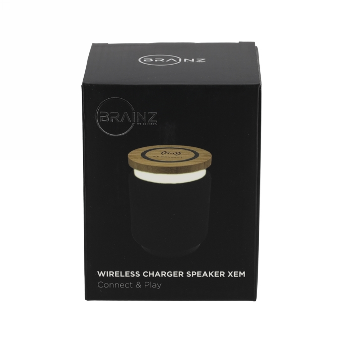 BRAINZ Wireless Charger Speaker Xem Zwart 1stuks