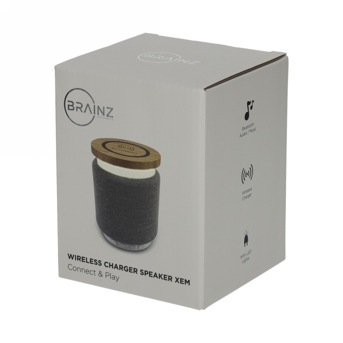 BRAINZ Wireless Charger Speaker Xem Grijs 1stuks