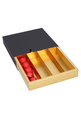 Bonbondoosje Porto Zwart & Bonbondoos Goud Mat 15x15x2.8cm 10stuks