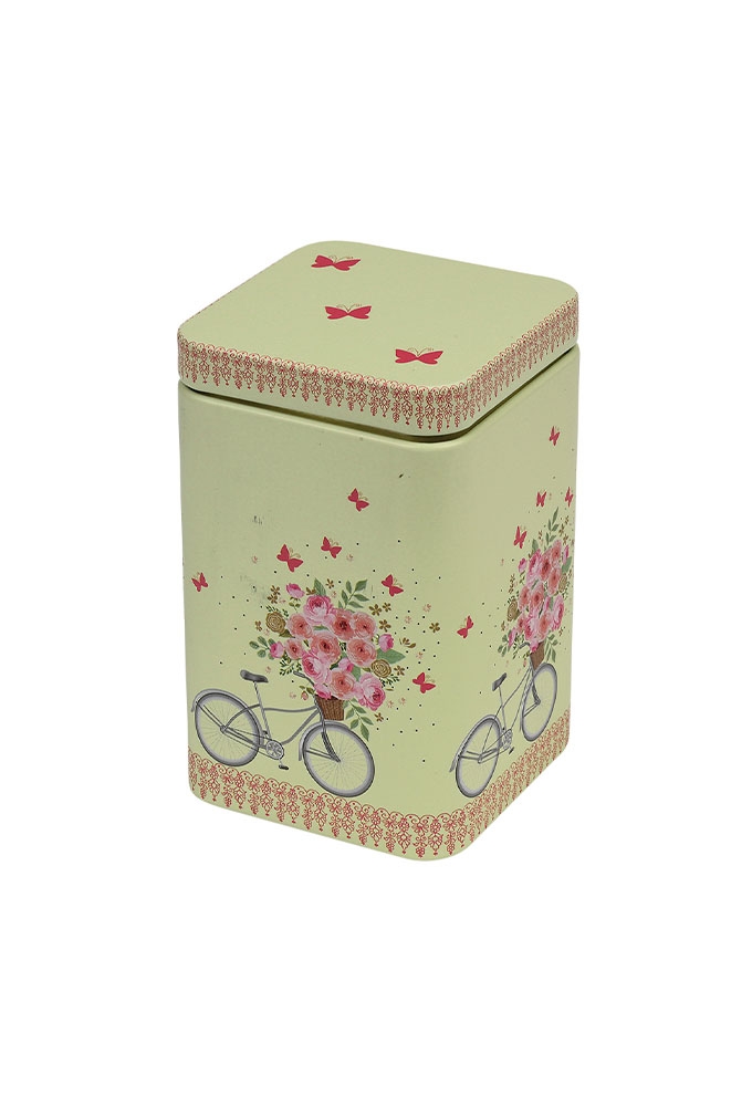 Blikken Bike and Flowers 7.2x7.2x10cm 12stuks