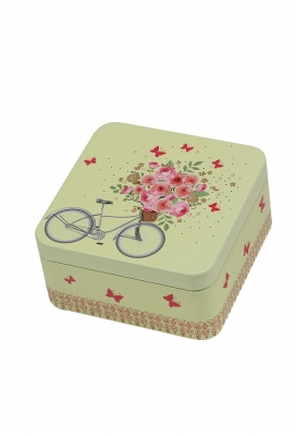 Blikken Bike and Flowers 8.7x8.7x3.5cm 36stuks