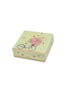 Blikken Bike and Flowers 18.3x18.3x5.5cm 12stuks