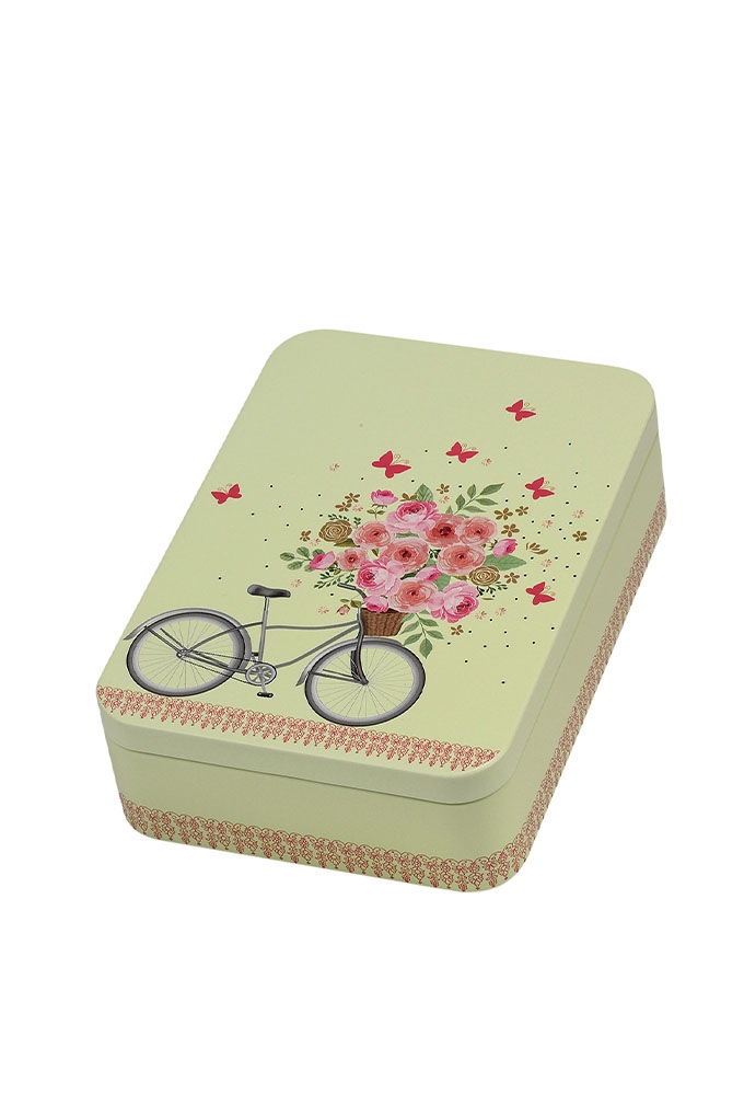 Blikken Bike and Flowers 14.2x10.1x3.1cm 12stuks