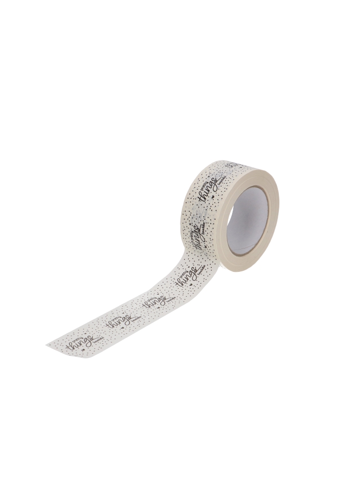 Bedrukt Papier Tape Creme Pretty Things Inside 50mm x 66 meter  1stuks