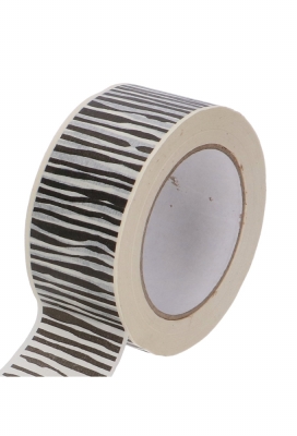 Bedrukt Papier Tape Creme Wit Zebra 50mm x 66 meter  1stuks