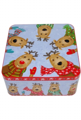 Blikken Xmas Rendier 18.7x18.7x8cm 6stuks