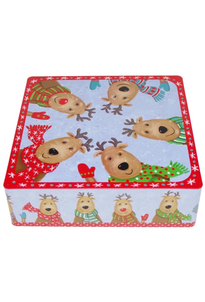 Blikken Xmas Rendier 18.3x18.3x5.5cm 12stuks