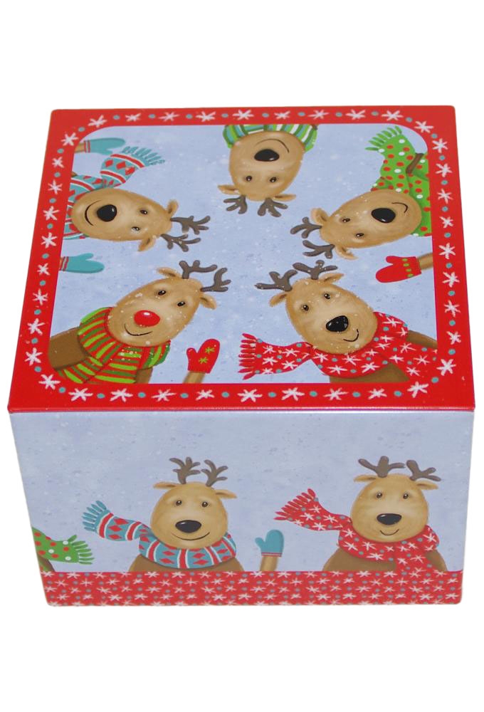 Blikken Xmas Rendier 10x10x7cm 12stuks