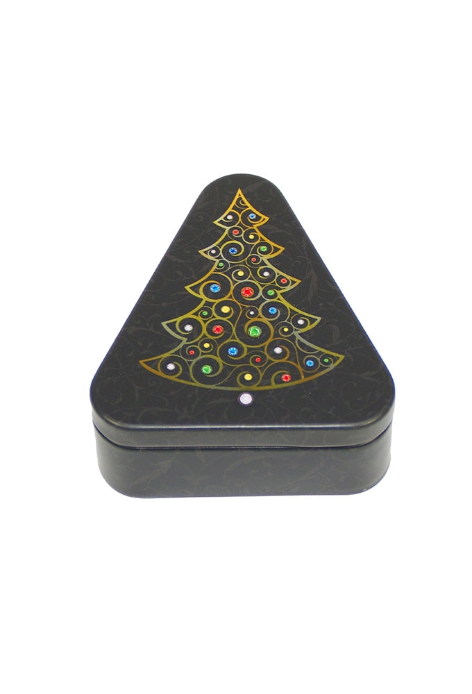 Blikken Kersttree Black 6.9x6.4x1.9cm 48stuks