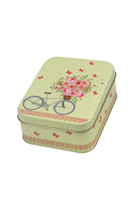 Blikken Bike and Flowers 14.7x11.5x5.7cm 12stuks