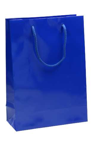 Kadotasje Donker Blauw Glanzend Met Koord Rome 22x10x31cm 9stuks