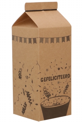 Kadodoos Melkpak 2.1 liter Gefeliciteerd 10x10x21cm 10stuks