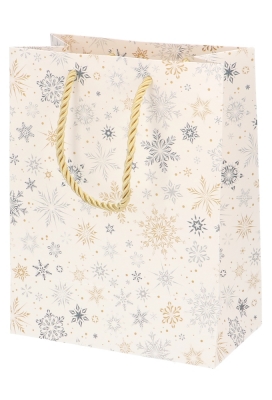 Kersttasjes Medium Gouden Sneeuw 18x10x23cm 10stuks