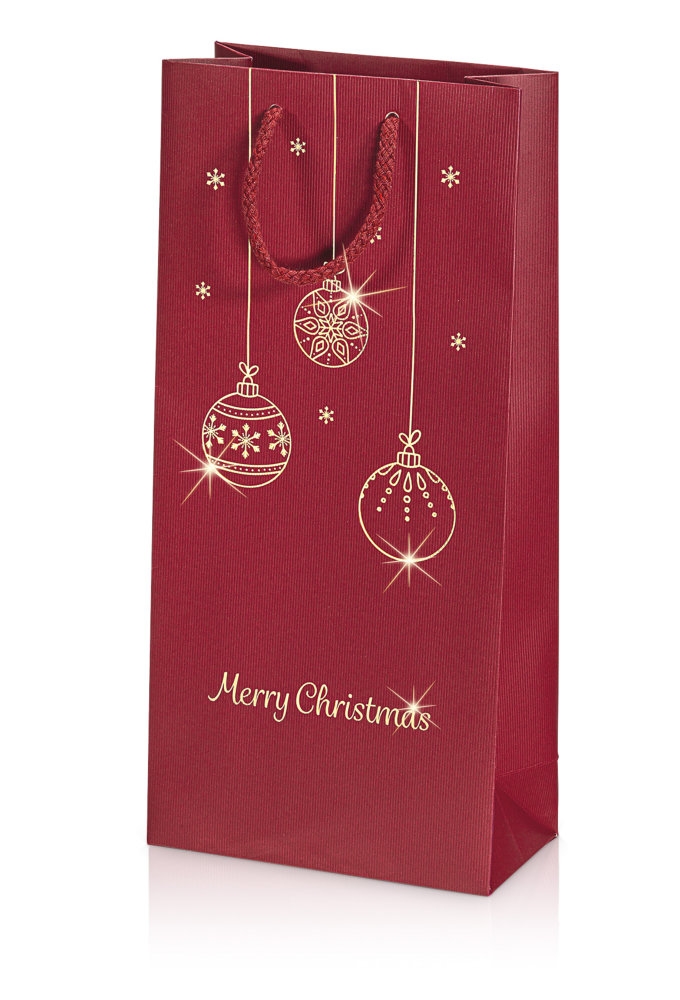 Wijntasjes Merry Christmas Bordeaux 2 Fles 17x8.5x36cm 20stuks