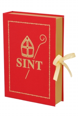 Luxe Sintgeschenkdoos Boek Van Sinterklaas & Staf 14.8x21.5x3.5cm