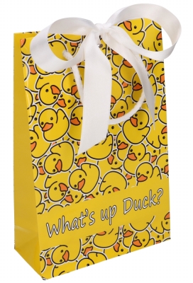 Kadotasje Wit What's Up Duck Met Koord & Lint Gleuf 16x7x25cm 10stuks