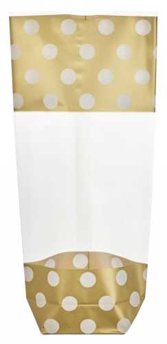 Cellofaan Zakjes Goud & Witte Dots 10x4x22cm 100stuks