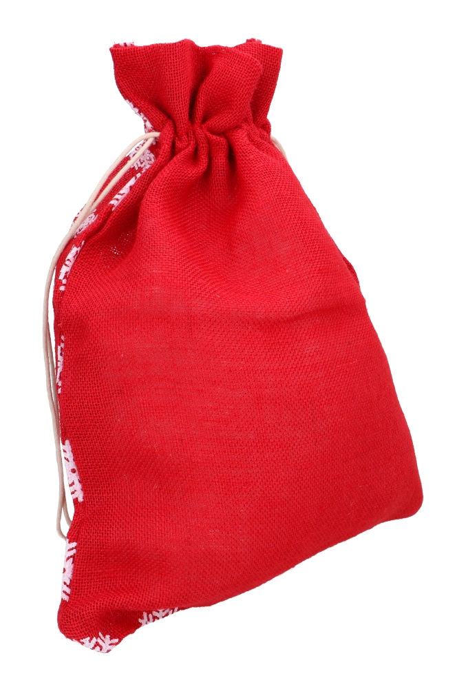 Kerstzakjes Jute Rood Sneeuw 38x50cm 8stuks