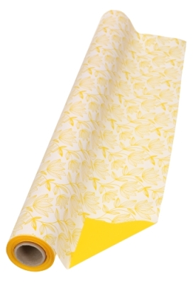 AKTIE Cadeaufolie Dubbelzijdig Geel & Flower Geel & Wit 70cm x 50meter AKTIE Cadeaufolie Dubbelzijdig Geel & Flower Geel & Wit 70cm x 50meter