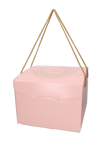 Geschenkdoos Happy Holidays Gold & Old Pink Koord 24.5x24.5x18cm 20st