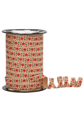 Kerst Krullint Papier Kraft Stars Rood & Groen 10mm x 250meter