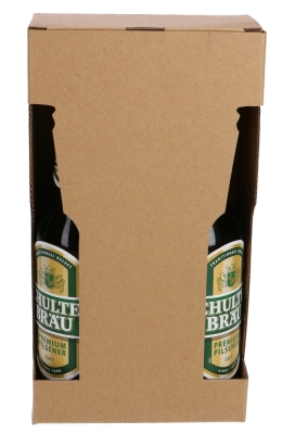Bierverpakking Kraft 2 flesjes Bier 13x6.5x24.3cm FSC® 50stuks Bierverpakking Kraft 2 flesjes Bier 13x6.5x24.3cm FSC® 50stuks