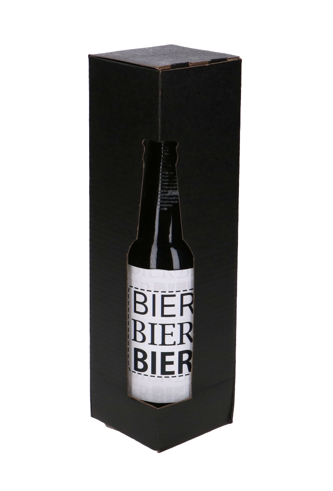 Bierverpakking Zwart voor 1 flesje Bier 6.5x6.5x24.4cm 50stuks