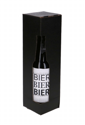 Bierverpakking Zwart voor 1 flesje Bier 6.5x6.5x24.4cm FSC® 50stuks Bierverpakking Zwart voor 1 flesje Bier 6.5x6.5x24.4cm FSC® 50stuks