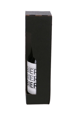 Bierverpakking Zwart voor 1 flesje Bier 6.5x6.5x24.4cm FSC® 50stuks Bierverpakking Zwart voor 1 flesje Bier 6.5x6.5x24.4cm FSC® 50stuks