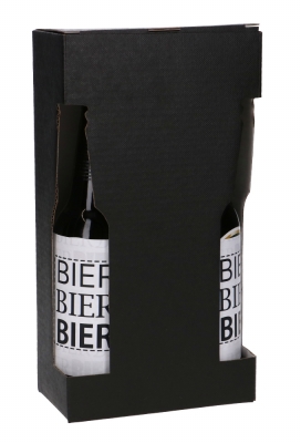 Bierverpakking Zwart voor 2 flesjes Bier 13x6.5x24.3cm FSC® 50stuks Bierverpakking Zwart voor 2 flesjes Bier 13x6.5x24.3cm FSC® 50stuks