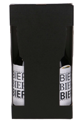 Bierverpakking Zwart voor 2 flesjes Bier 13x6.5x24.3cm FSC® 50stuks Bierverpakking Zwart voor 2 flesjes Bier 13x6.5x24.3cm FSC® 50stuks