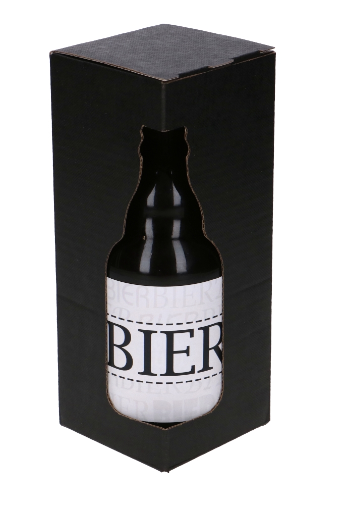 Bierverpakking Zwart 1 flesje Dikbuik Bier 7.1x7.1x18.35cm FSC® 50st Bierverpakking Zwart 1 flesje Dikbuik Bier 7.1x7.1x18.35cm FSC® 50st