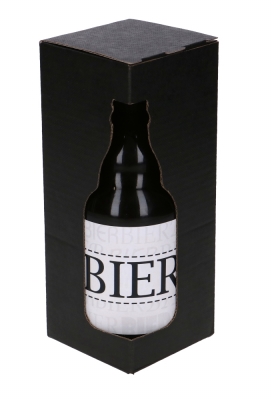 Bierverpakking Zwart 1 flesje Dikbuik Bier 7.1x7.1x18.35cm FSC® 50st Bierverpakking Zwart 1 flesje Dikbuik Bier 7.1x7.1x18.35cm FSC® 50st