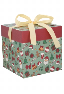 Kerstgeschenkdoos Magic Christmasbox Met Goud Lint 20x20x20cm 25stuks