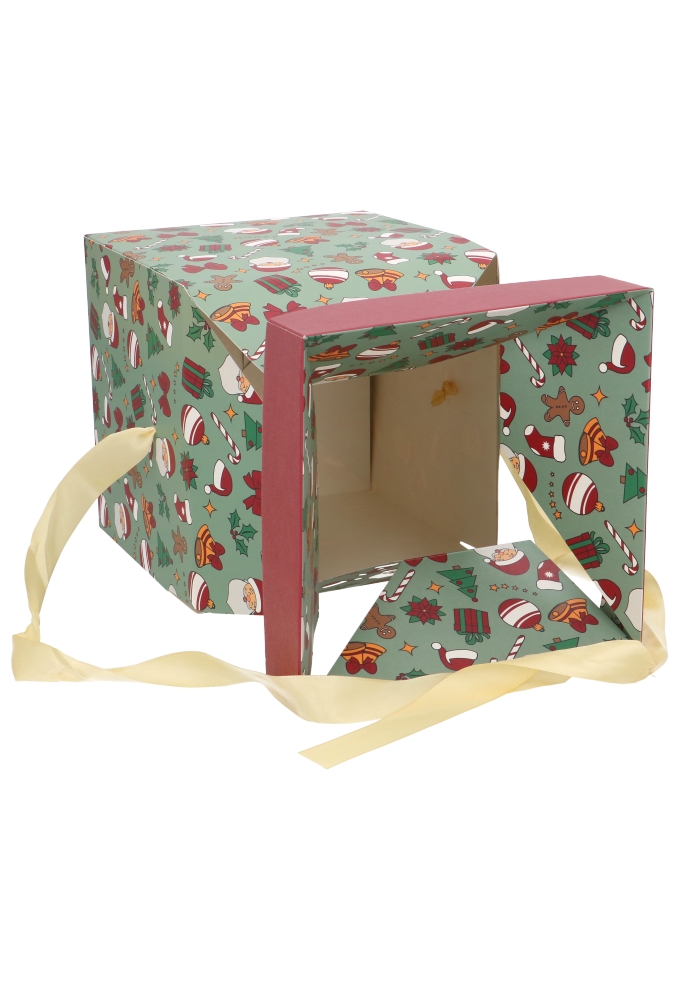 Kerstgeschenkdoos Magic Christmasbox Met Goud Lint 20x20x20cm 25stuks