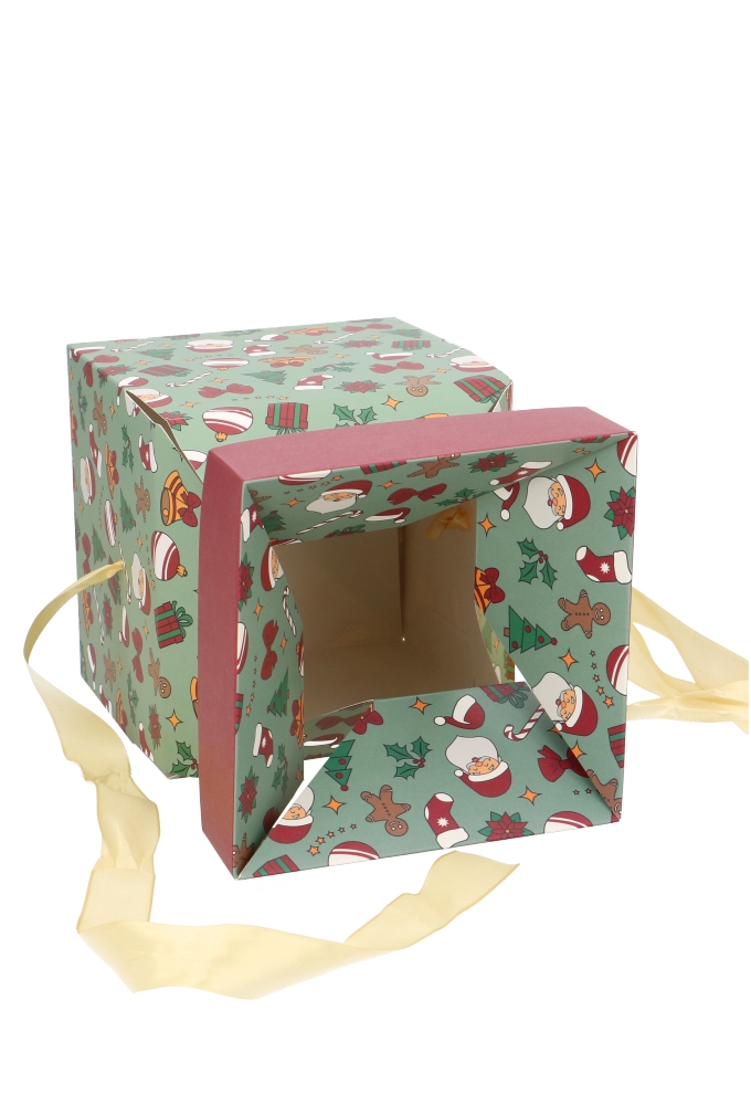 Kerstgeschenkdoos Magic Christmasbox Met Goud Lint 15x15x15cm 25stuks