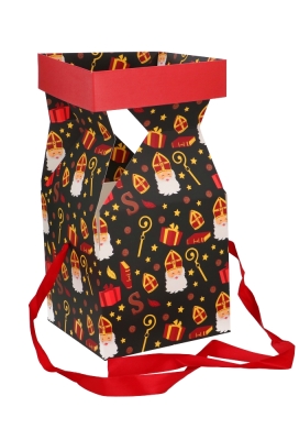 Sintgeschenkdoos Sinterklaas Met Staf Met Rood Lint 20x20x20cm 25st