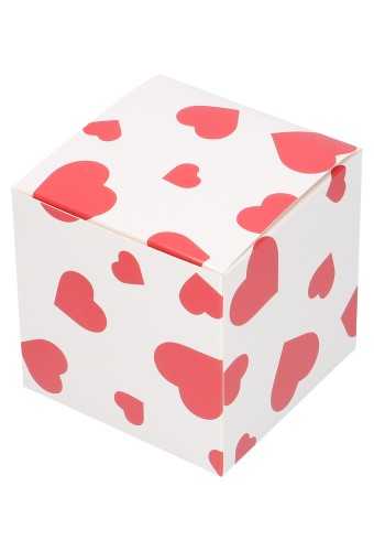 Kubus Cadeaudoosjes Hartjes Met WITTE Binnenkant 8x8x8cm 10stuks